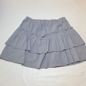 Kirious Los Angeles 100% Cotton Raw Hem Tiered Skirt, Size Small